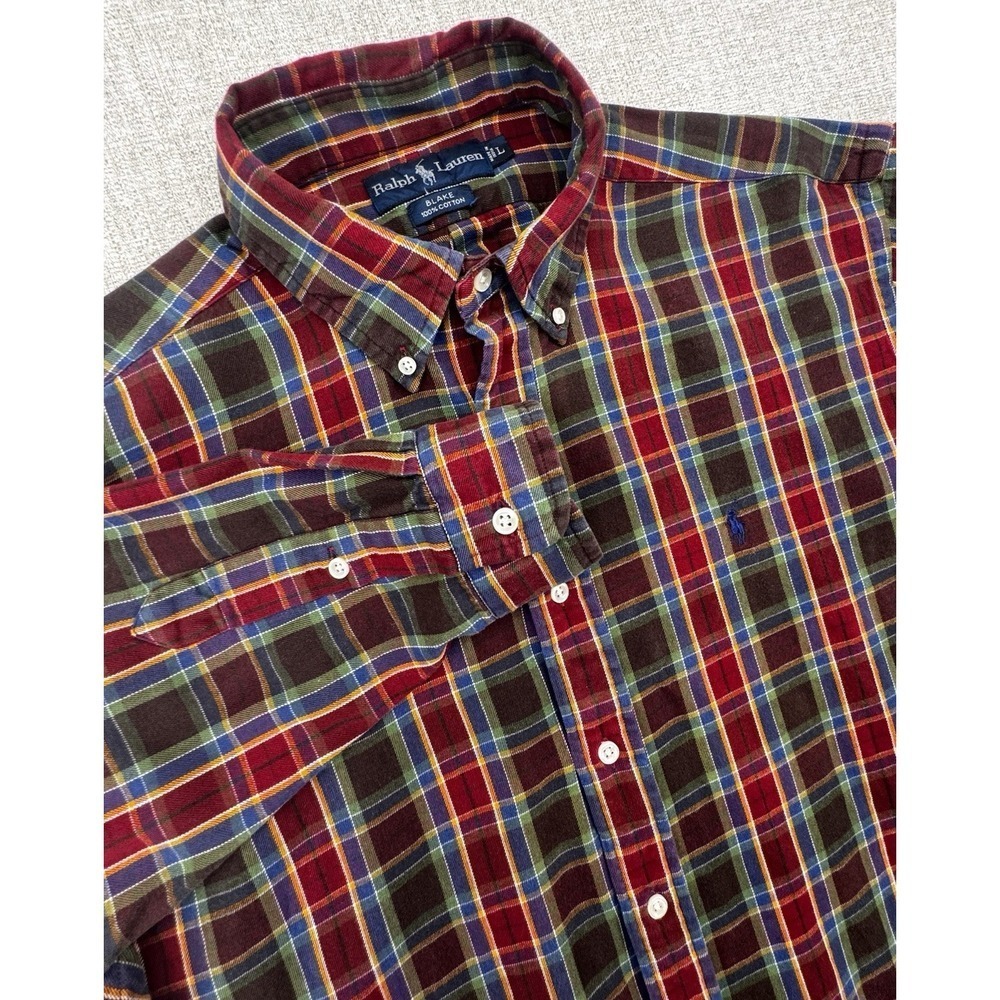 Polo Ralph Laure  Mens L Blake Shirt Blue Pony Cotton Multi-Color